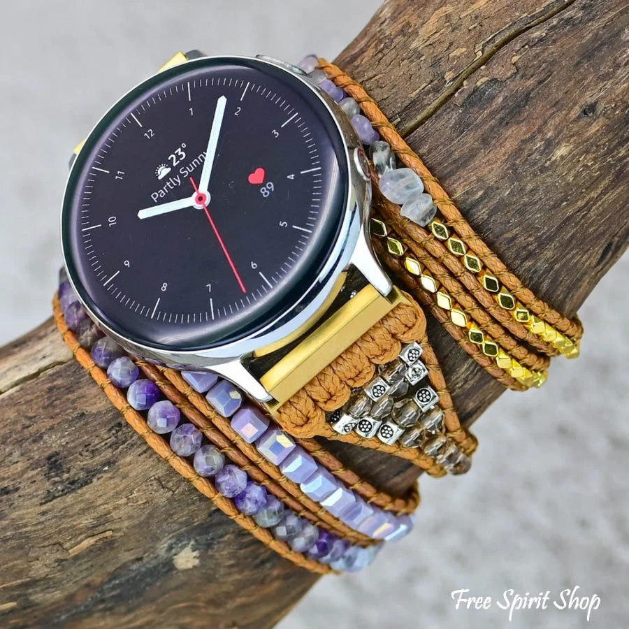 Google Pixel Watch Strap With Purple Amethyst Beads - Image 5