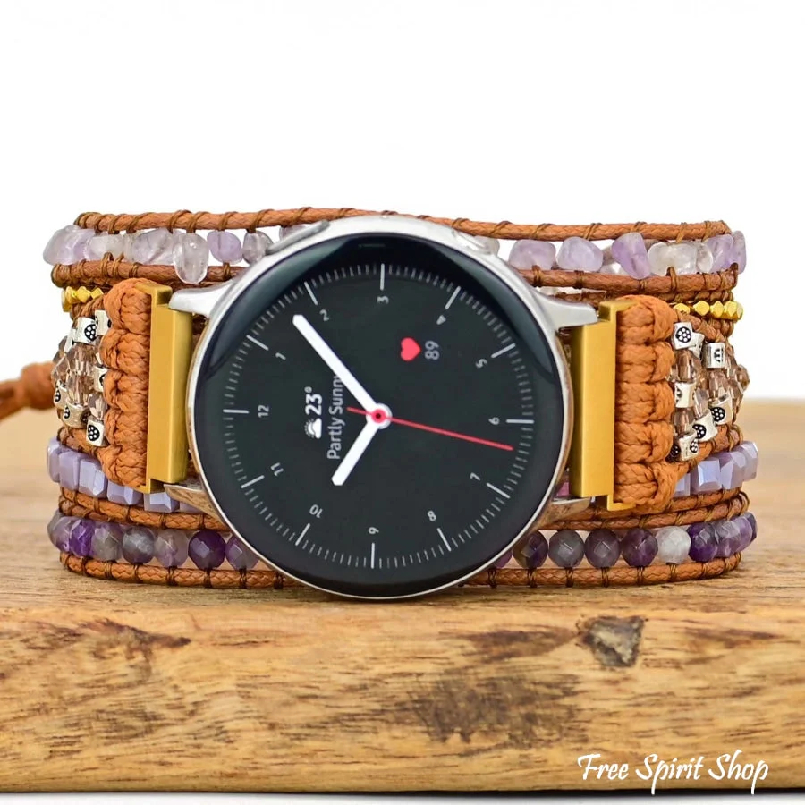 Google Pixel Watch Strap With Purple Amethyst Beads - Image 6