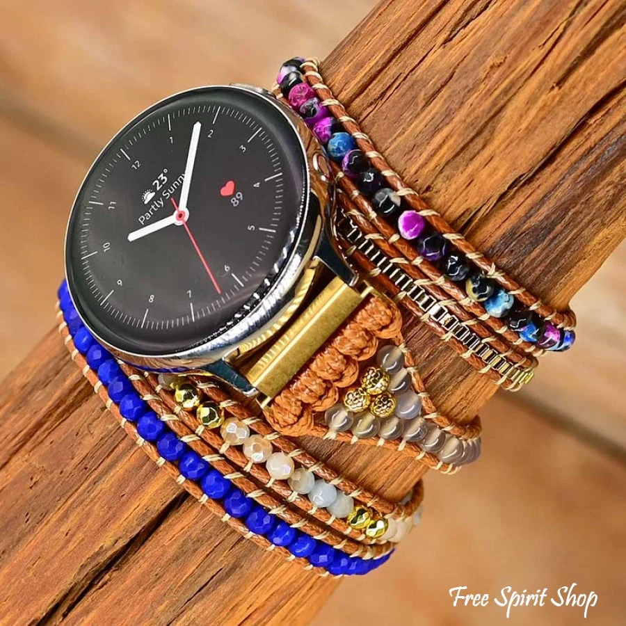 Google Pixel Watch Strap With Vibrant Blue Beads - Image 3