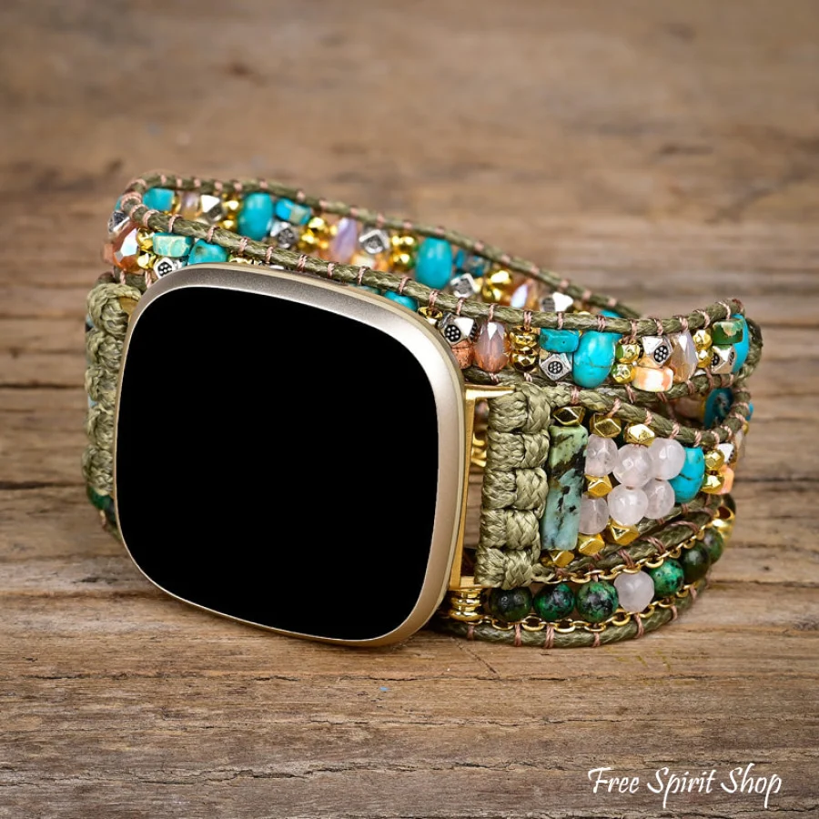 Green African Jasper Beaded Fitbit Watch Band