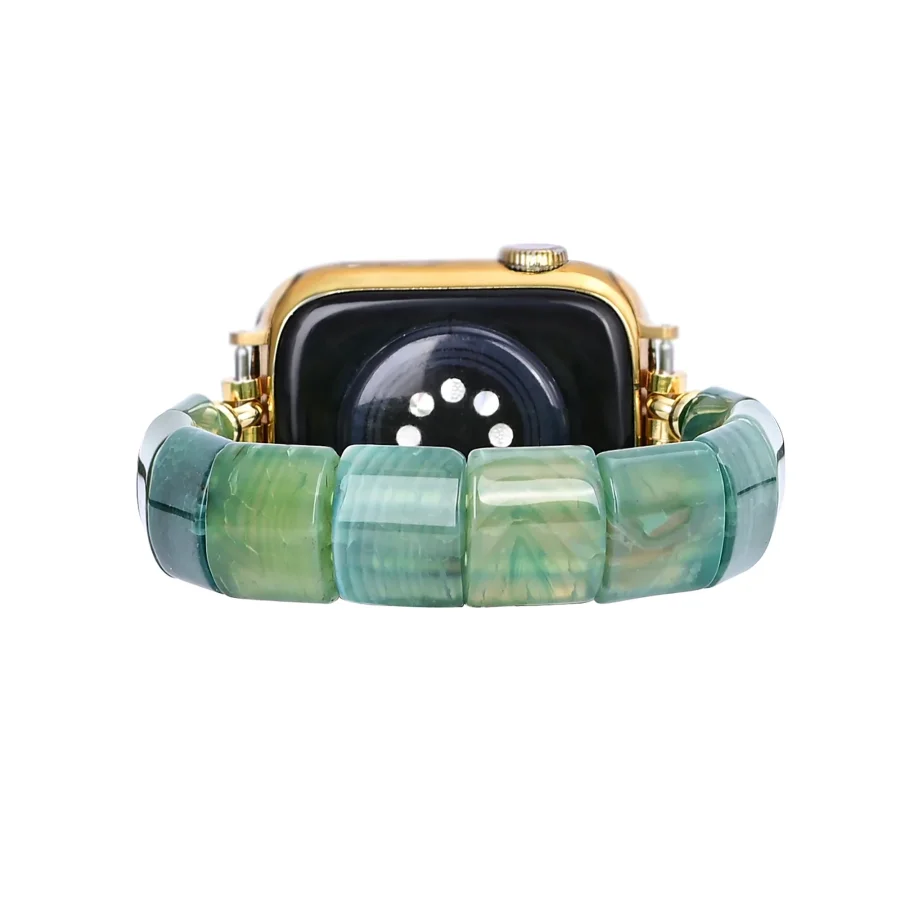 Green Agate Square Bead Apple Watch Band - Image 4