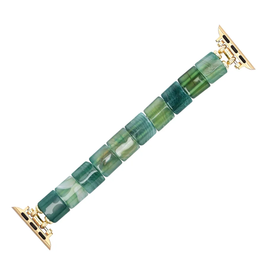 Green Agate Square Bead Apple Watch Band - Image 5