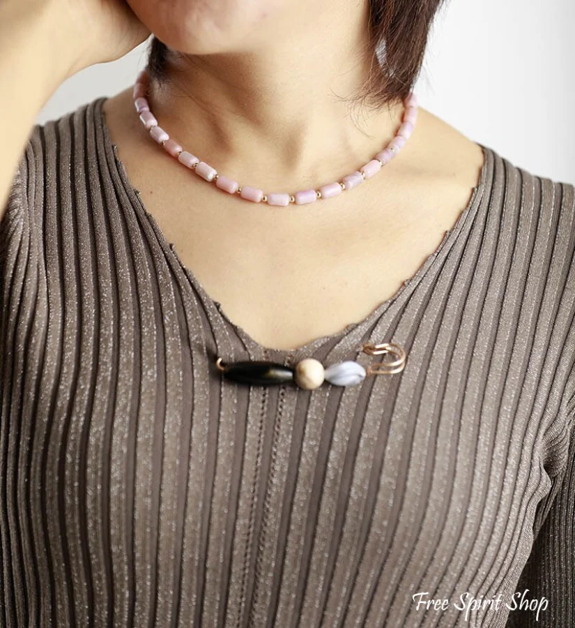 Green Jade King Jasper & Pink Jade Gemstone Choker Necklaces - Image 6
