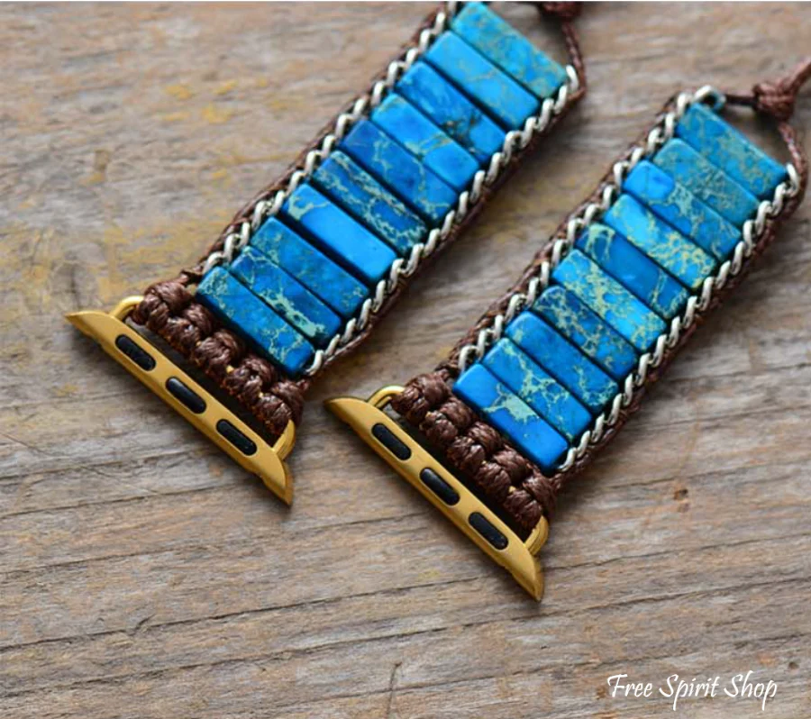 Handmade Blue Jasper Apple Watch Band - Image 3