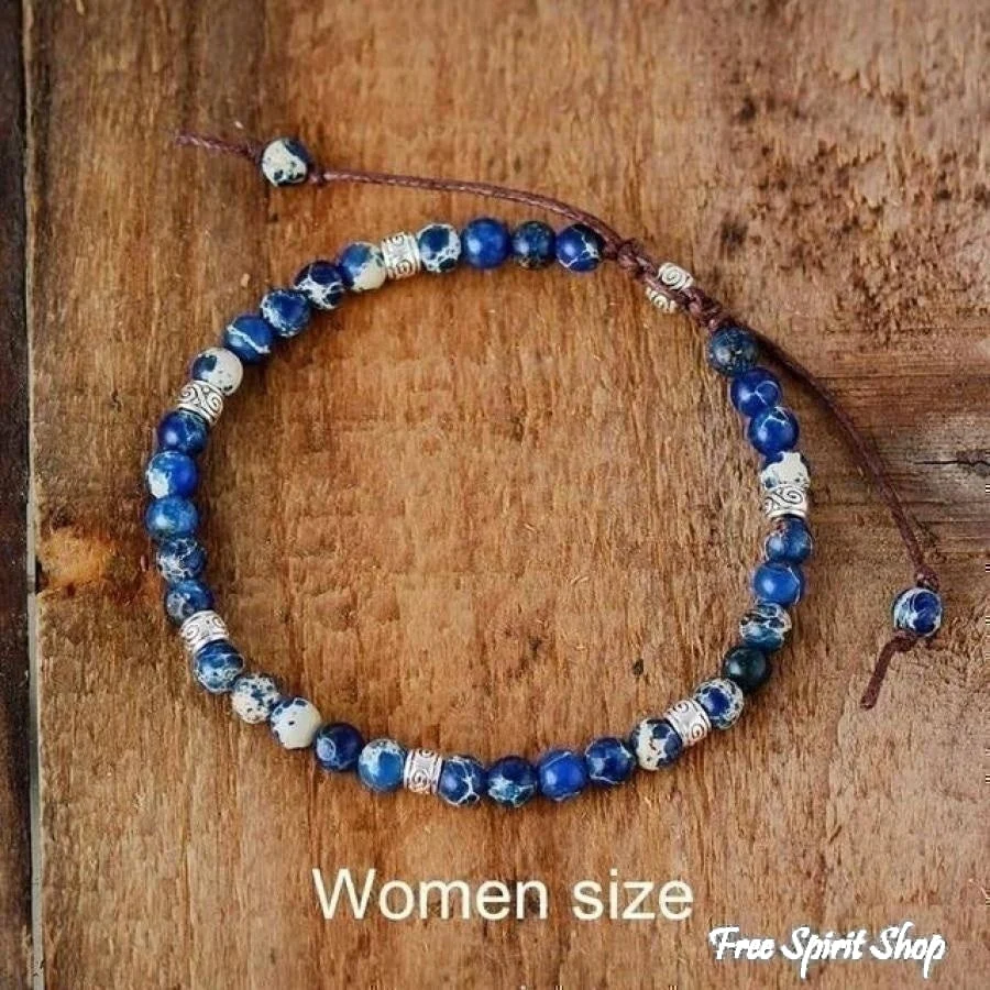 Handmade Blue Jasper Stone Adjustable Bracelet
