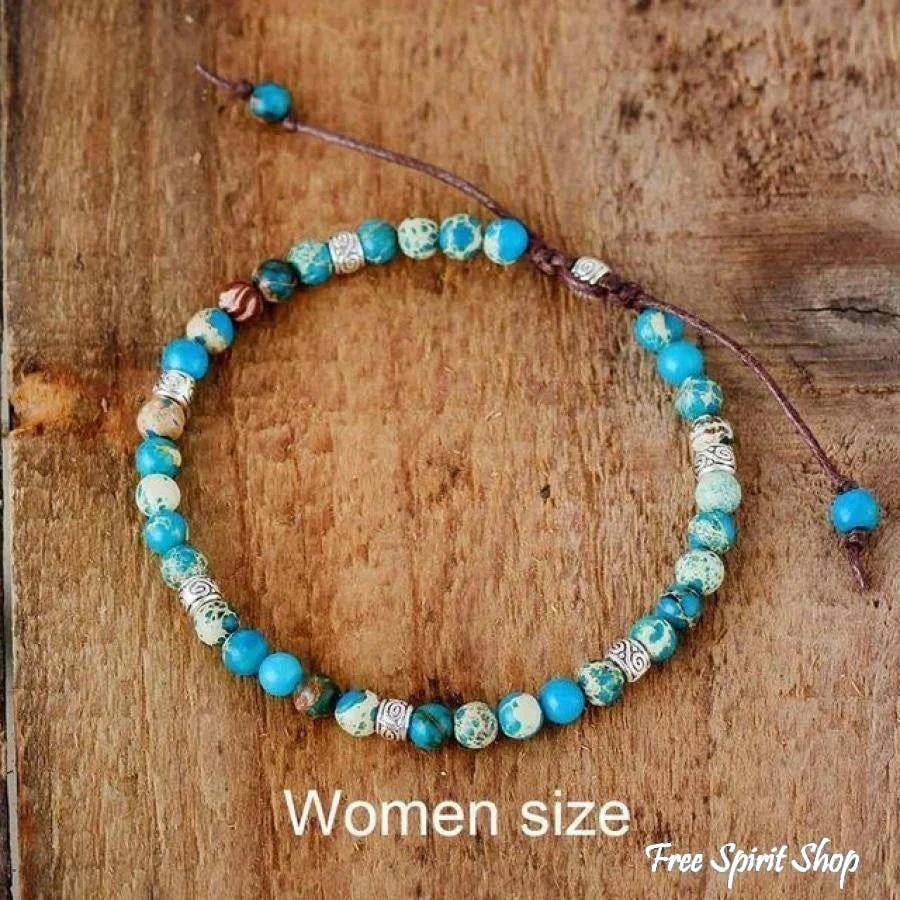 Handmade Blue Jasper Stone Adjustable Bracelet - Image 4
