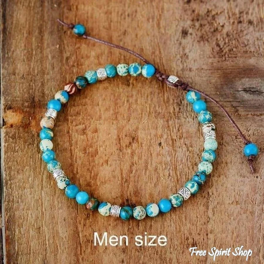 Handmade Blue Jasper Stone Adjustable Bracelet - Image 6