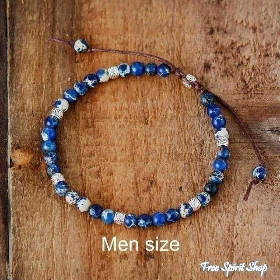 Handmade Blue Jasper Stone Adjustable Bracelet - Image 7