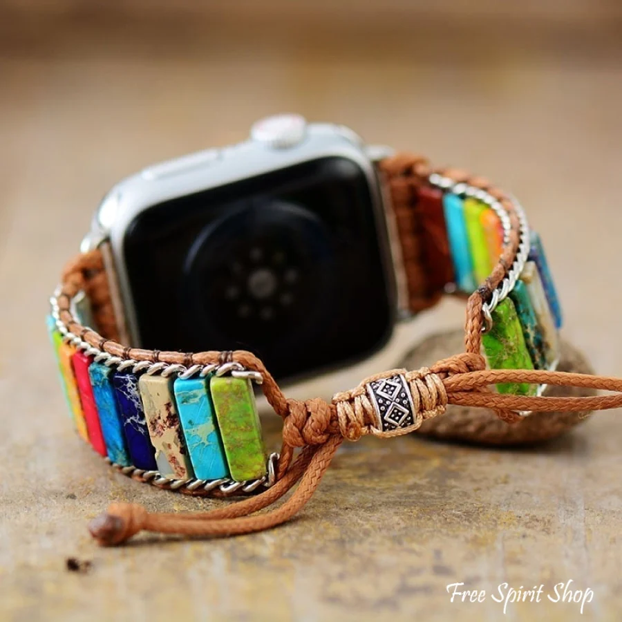 Handmade Chakra Jasper Silver Apple Watch Band - Image 2