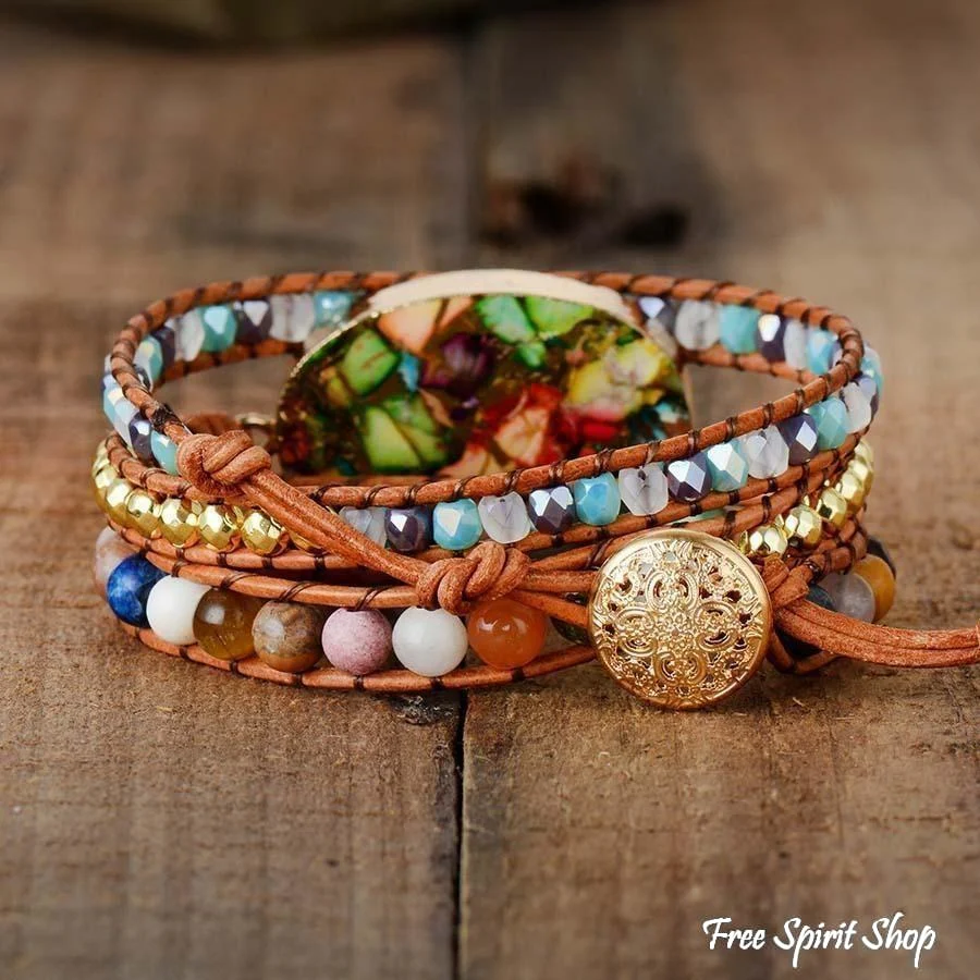 Handmade Color Splash Jasper Wrap Bracelet - Image 4