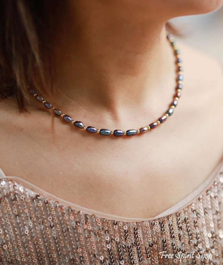 Handmade Gray or Ivory Freshwater Pearl Choker Necklace - Image 2
