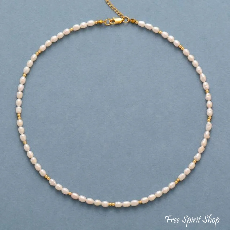 Handmade Gray or Ivory Freshwater Pearl Choker Necklace - Image 3