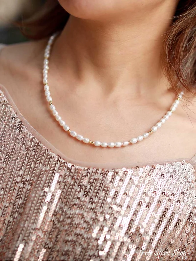 Handmade Gray or Ivory Freshwater Pearl Choker Necklace - Image 6