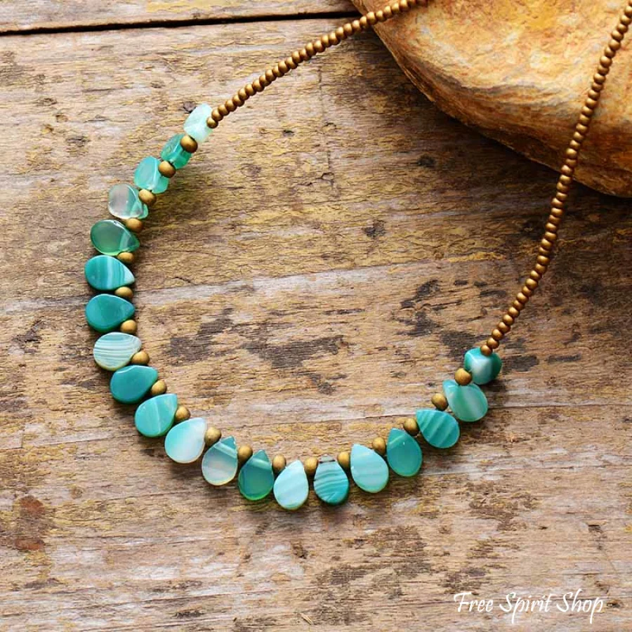 Handmade Green Onyx Drop Bead Necklace - Image 3
