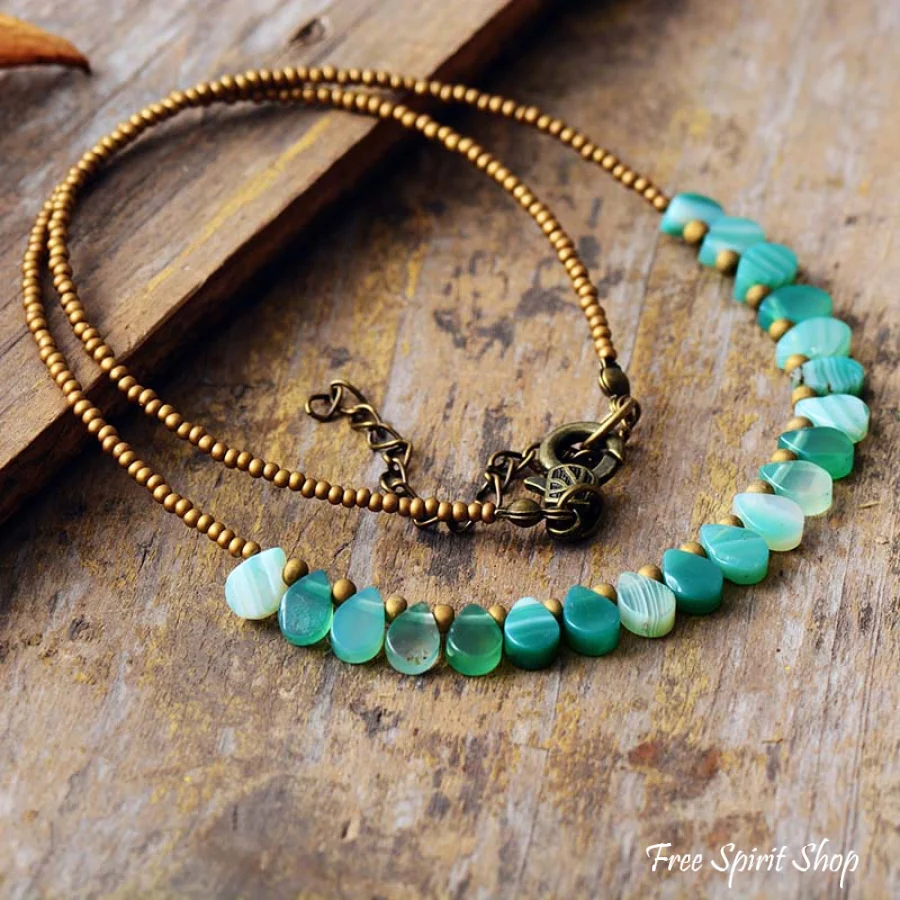 Handmade Green Onyx Drop Bead Necklace - Image 5