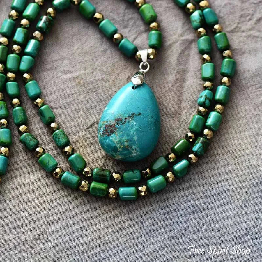 Handmade Green Turquoise Necklace - Image 2