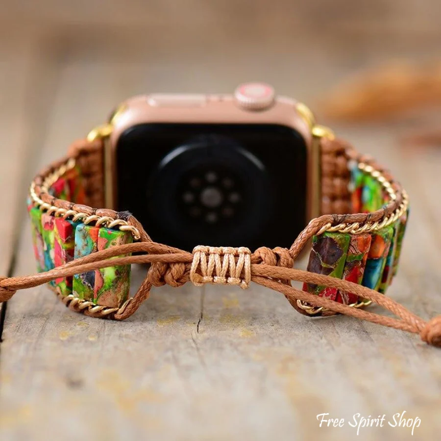 Handmade Imperial Jasper Apple Watch Band - Image 2