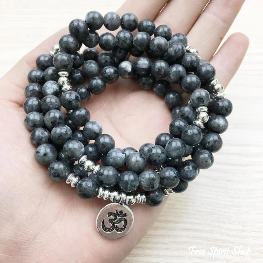 108 Natural Labradorite Stone Mala Bead Bracelet - Image 3