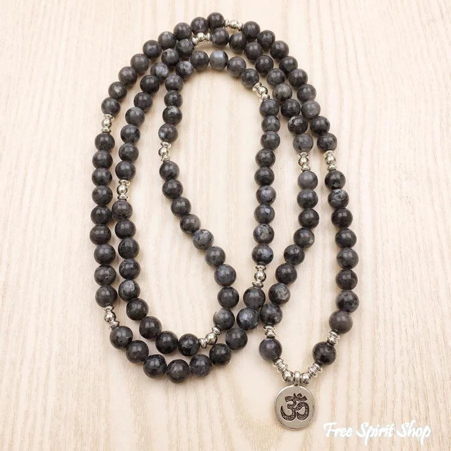 108 Natural Labradorite Stone Mala Bead Bracelet - Image 4