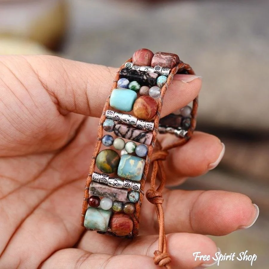 Handmade Mix Natural Stone Wrap Bracelet - Image 3