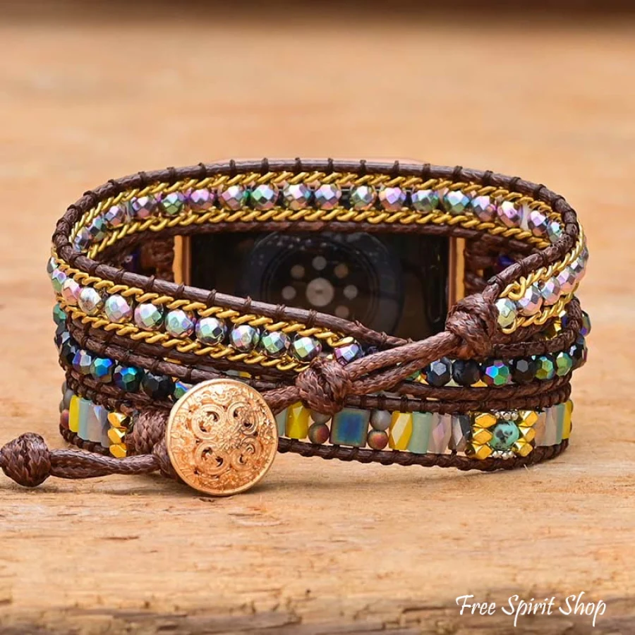 Mixed Bead & Brown Cord Apple Watch Band - Image 2