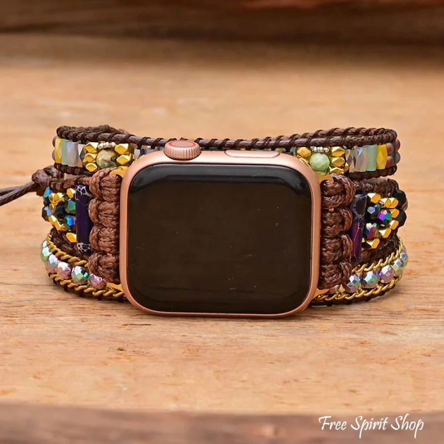 Mixed Bead & Brown Cord Apple Watch Band - Image 5