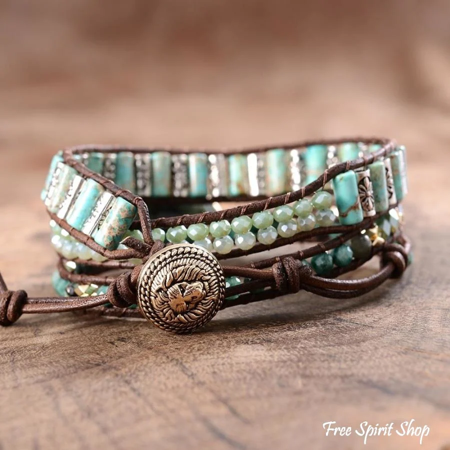 Handmade Natural African Turquoise Wrap Bracelet - Image 2