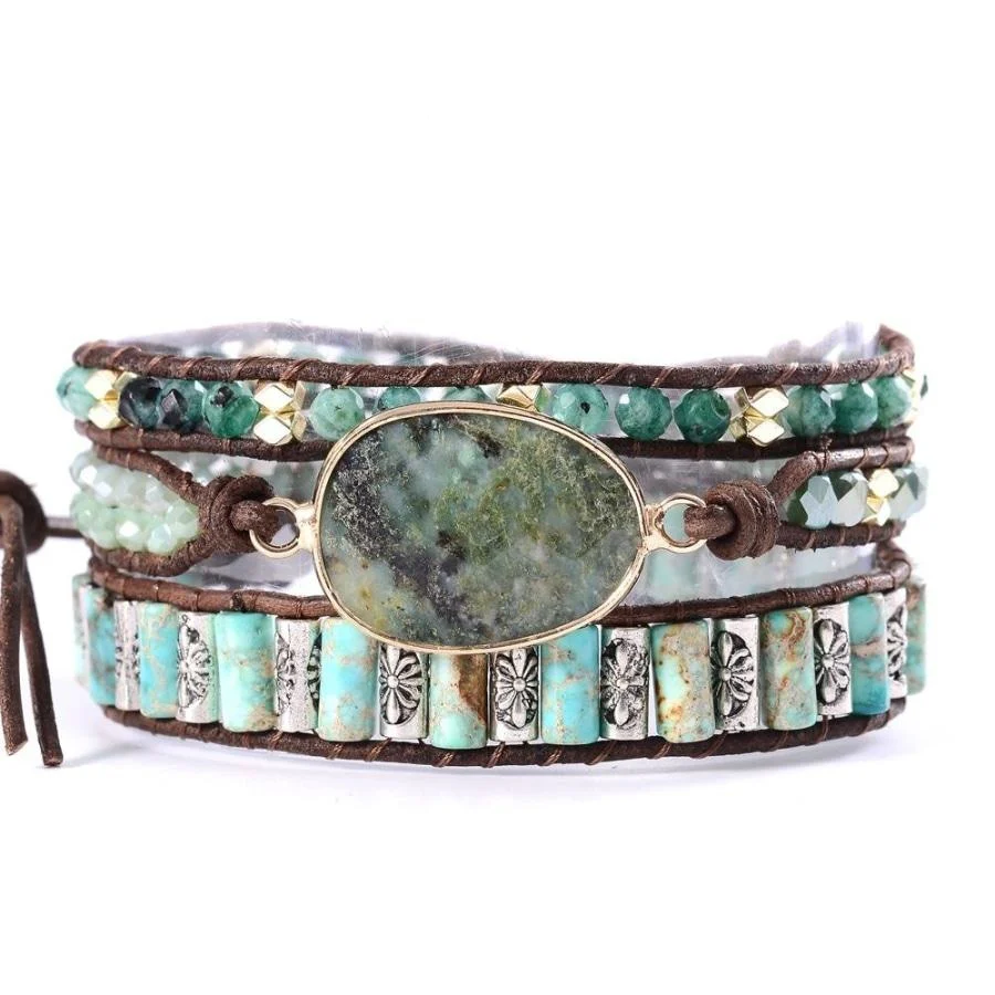 Handmade Natural African Turquoise Wrap Bracelet - Image 3