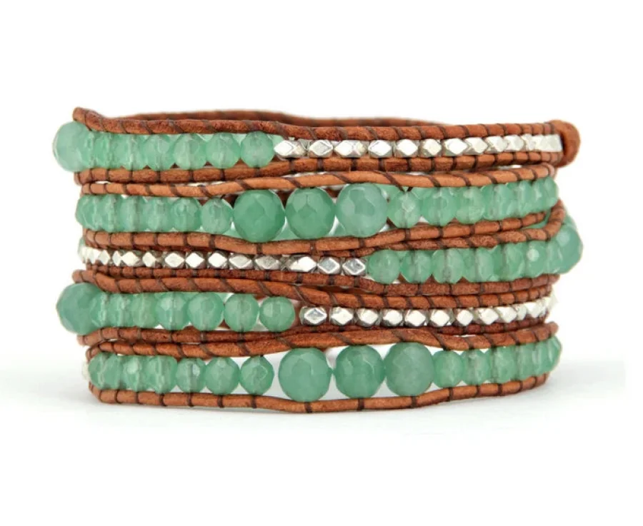 Natural Green Aventurine Wrap Bracelet - Image 3