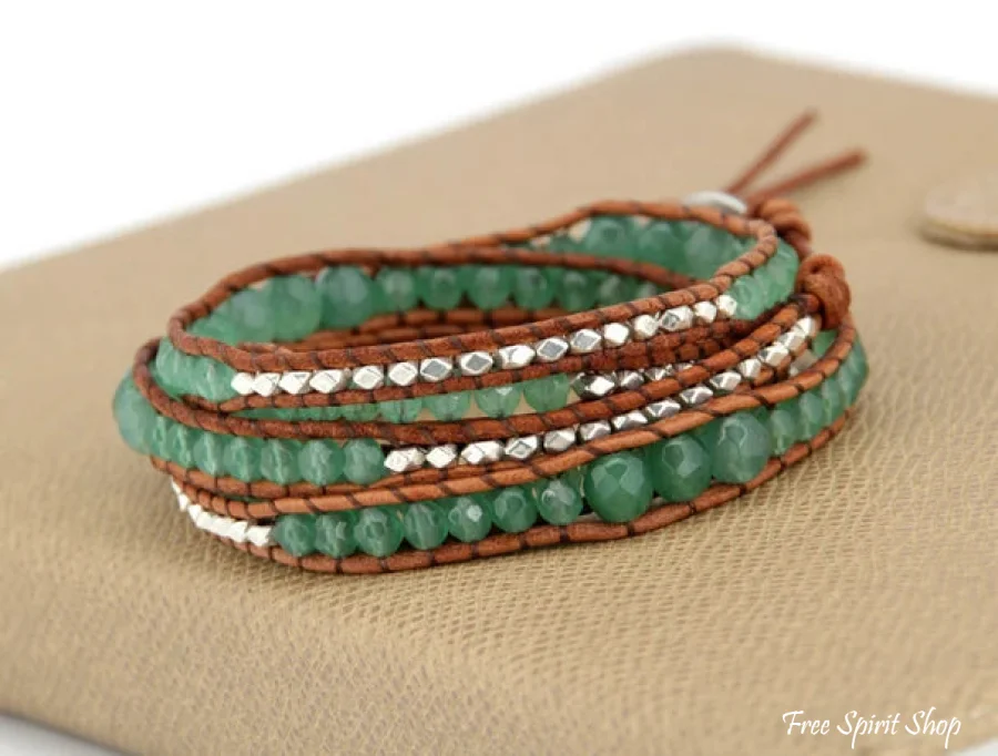 Natural Green Aventurine Wrap Bracelet - Image 4
