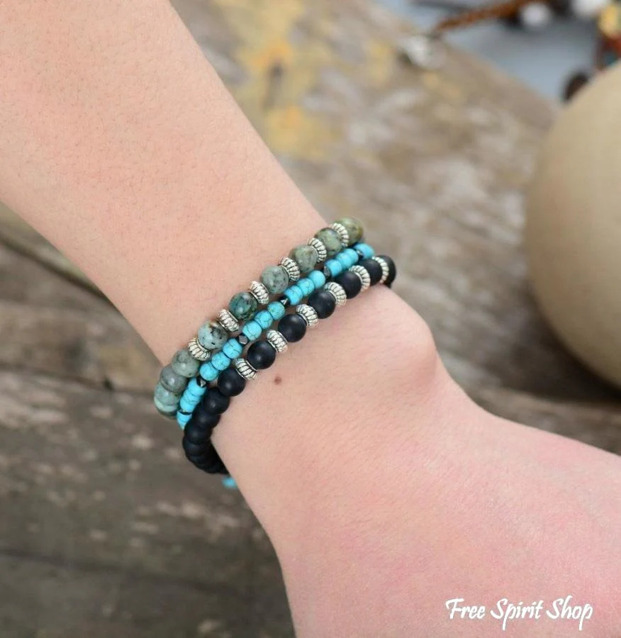 Handmade Natural Black Onyx Gemstone Adjustable Bracelet - Image 3