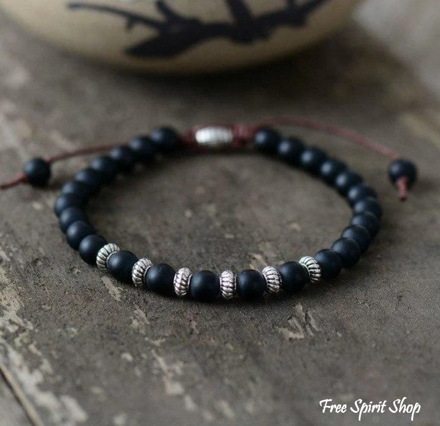 Handmade Natural Black Onyx Gemstone Adjustable Bracelet - Image 4
