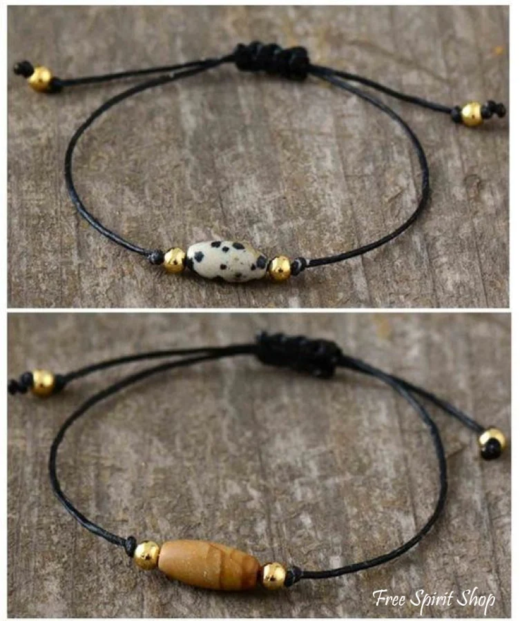 Handmade Natural Dalmatian Jasper Gemstone Bracelet - Image 4