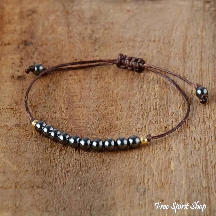 Handmade Natural Hematite Adjustable Bracelet