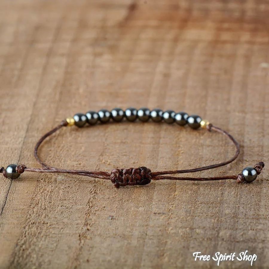 Handmade Natural Hematite Adjustable Bracelet - Image 2