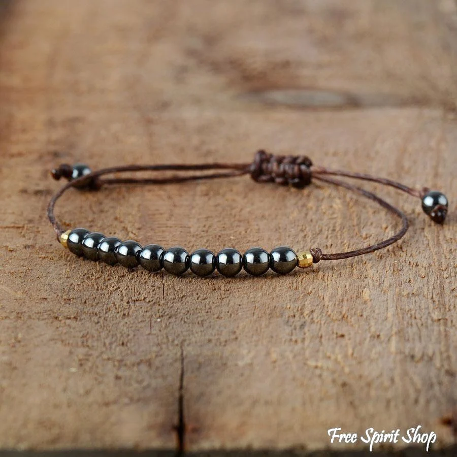 Handmade Natural Hematite Adjustable Bracelet - Image 3
