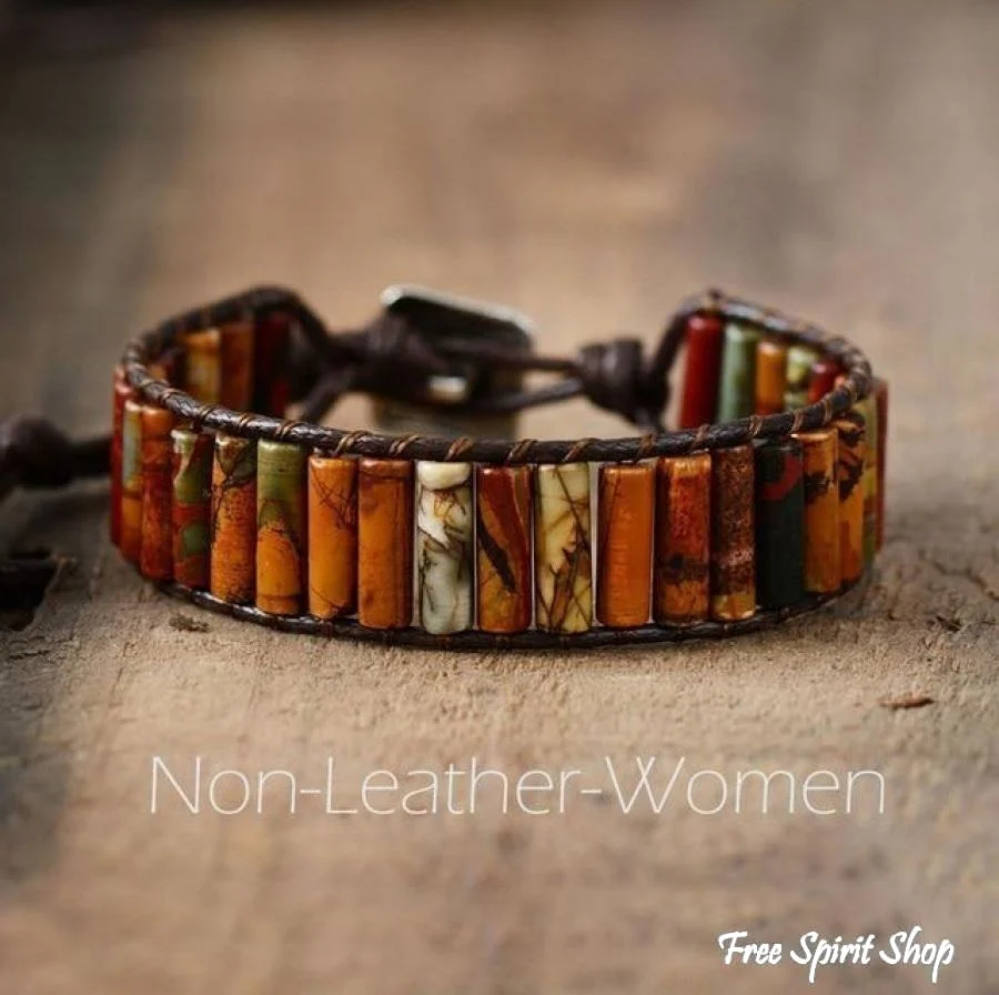 Handmade Natural Jasper Tube Wrap Bracelet - Image 5