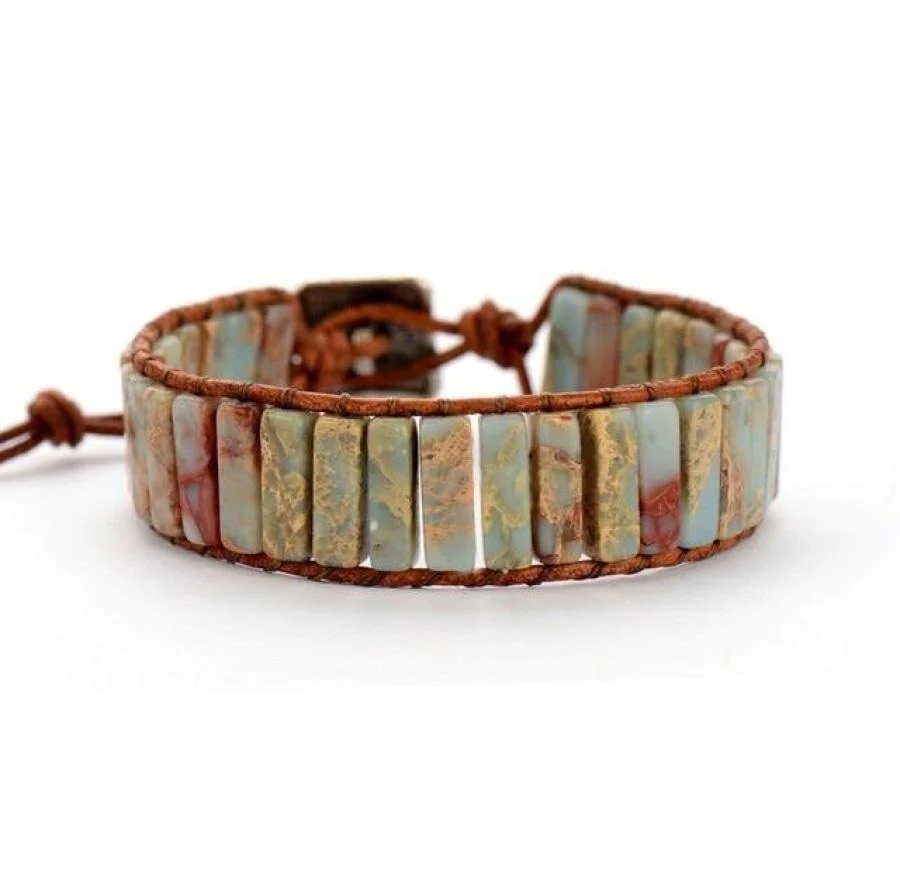 Handmade Natural King Jasper Tube Wrap Bracelet - Image 3