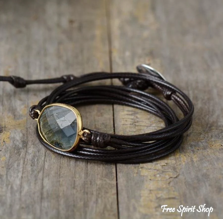 Handmade Natural Labradorite Gemstone Wrap Bracelet - Image 8