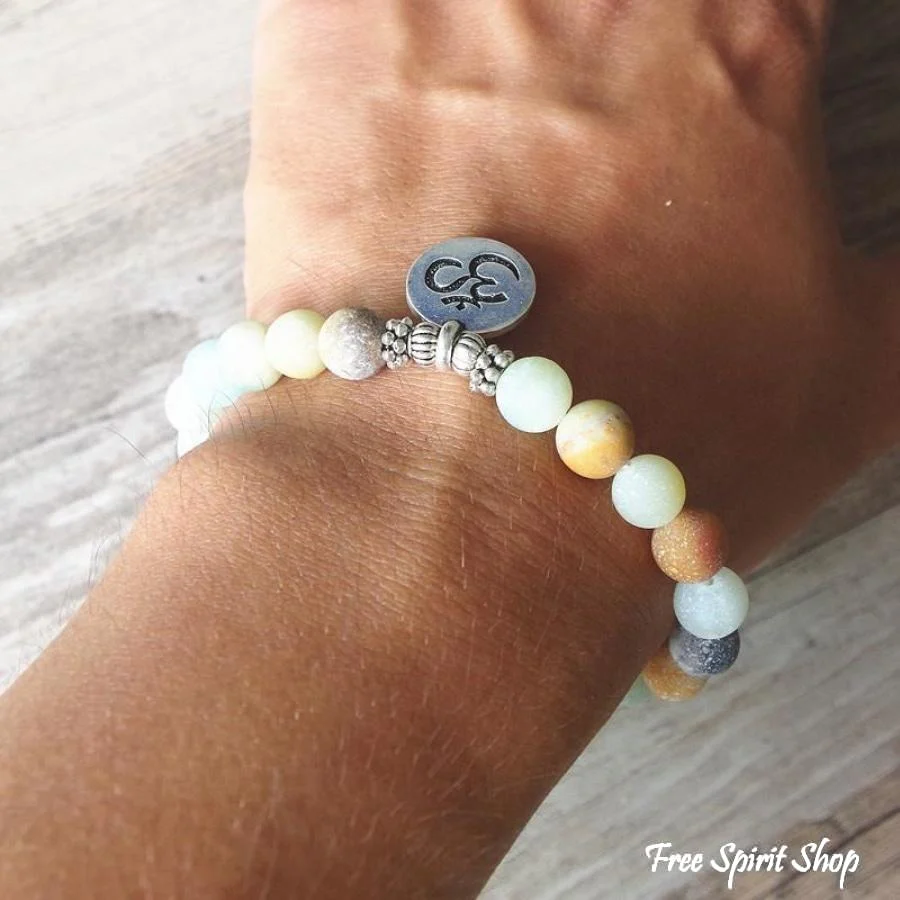 Natural Matte Amazonite Stone Bead Bracelet - Image 3