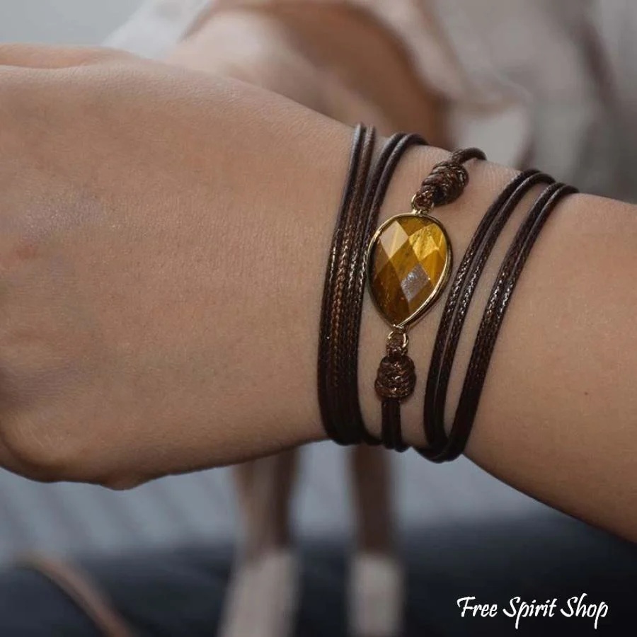 Handmade Natural Tiger Eye Gemstone Wrap Bracelet - Image 4