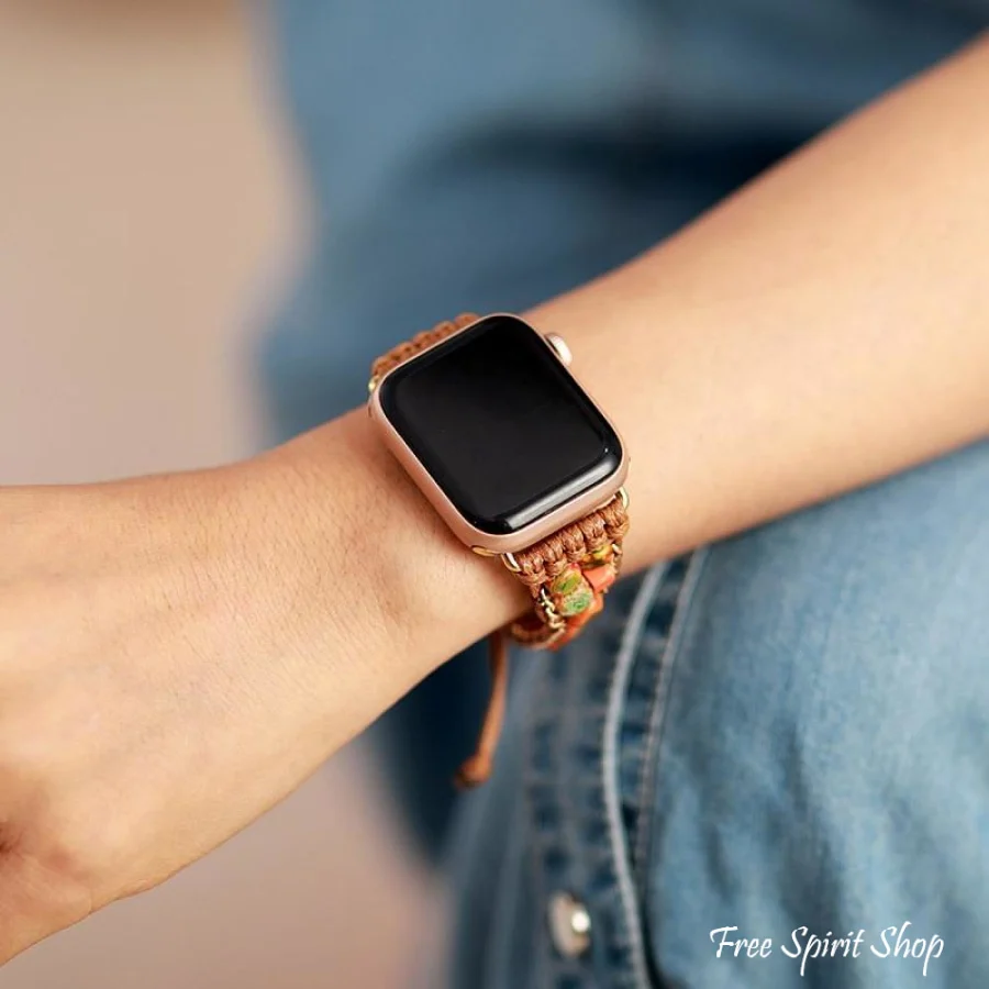 Handmade Orange Jasper Apple Watch Band - Image 2