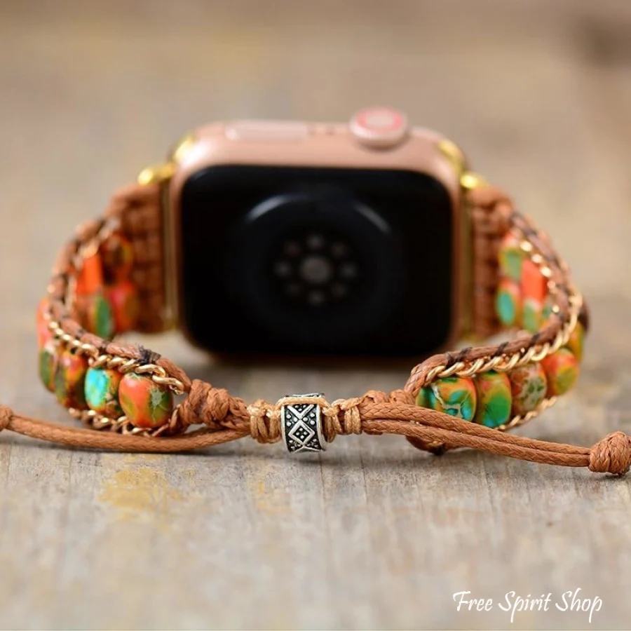 Handmade Orange Jasper Apple Watch Band - Image 3