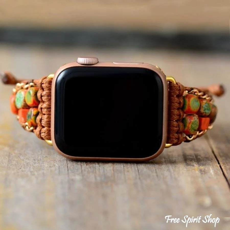 Handmade Orange Jasper Apple Watch Band - Image 4