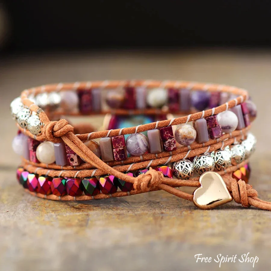 Handmade Purple Goddess Wrap Bracelet - Image 2