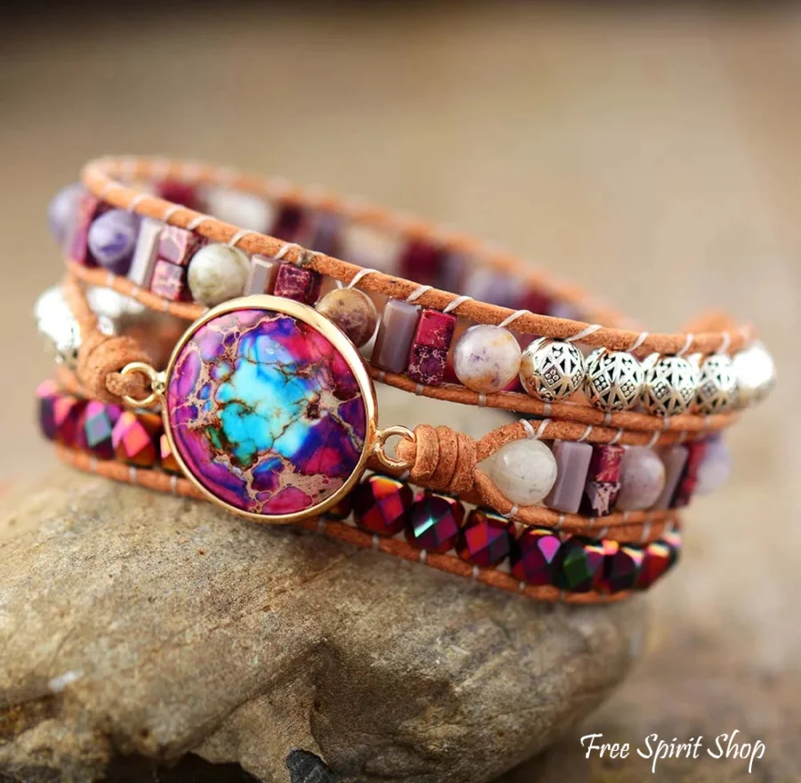Handmade Purple Goddess Wrap Bracelet - Image 3