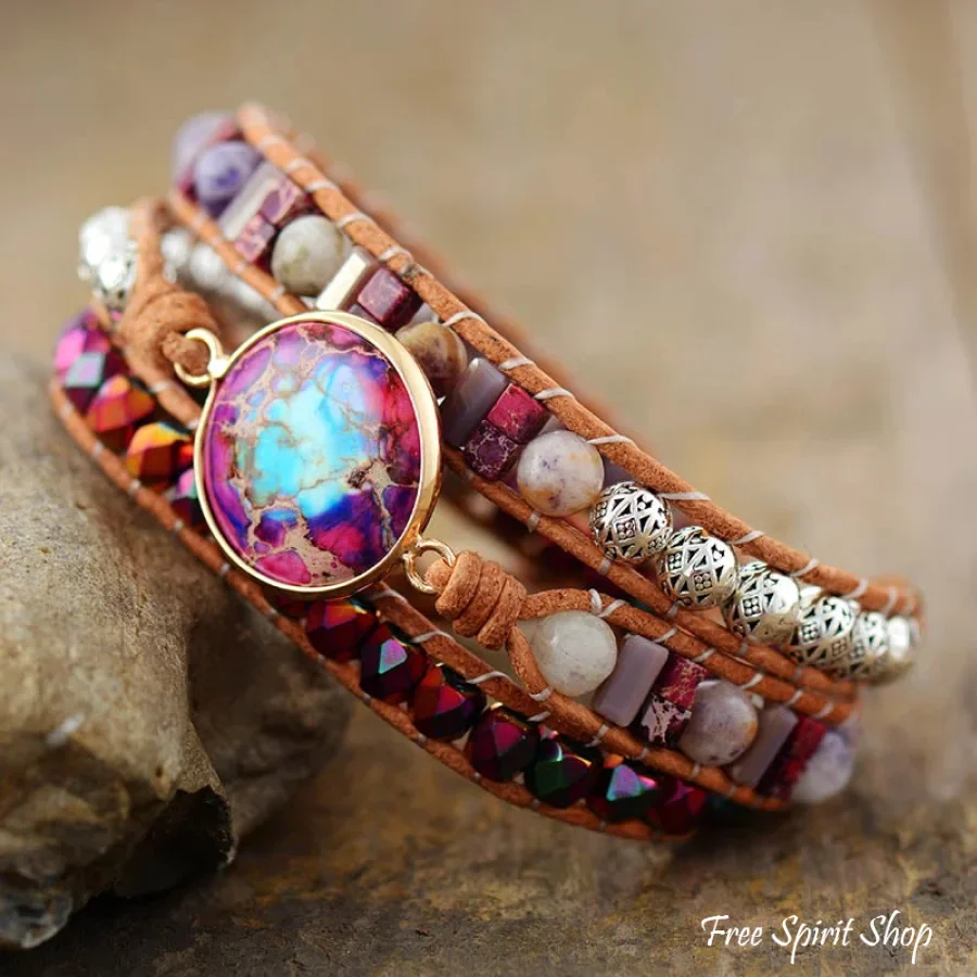 Handmade Purple Goddess Wrap Bracelet - Image 4