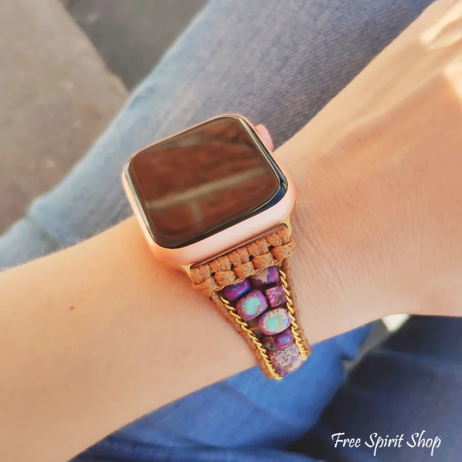 Handmade Purple Jasper Apple Watch Band - Image 3