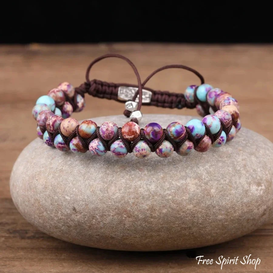 Handmade Purple Jasper Braided Adjustable Bracelet