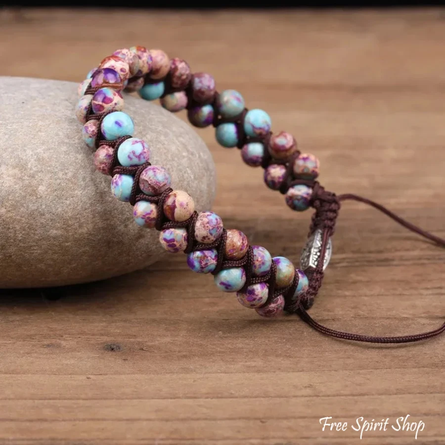Handmade Purple Jasper Braided Adjustable Bracelet - Image 2